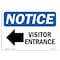 Signmission OSHA Notice Sign, 3.5" Height, 5" Width, Visitor Entrance (Left Arrow) Sign With Symbol, Landscape OS-NS-D-35-L-18879 - alternate 1